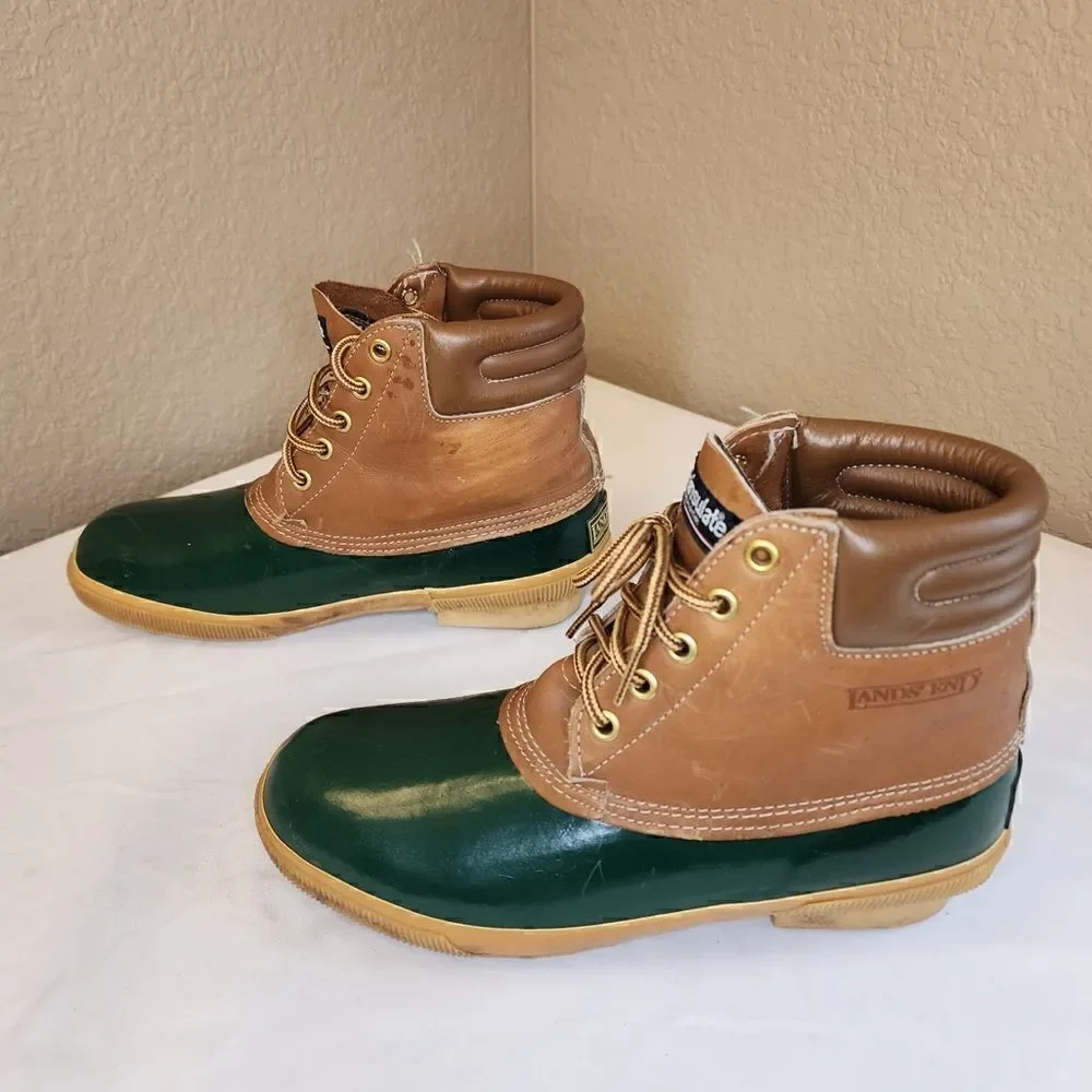 Vintage- Lands’ End- Green Thinsulate Women’s Duck Boots, Size 8
